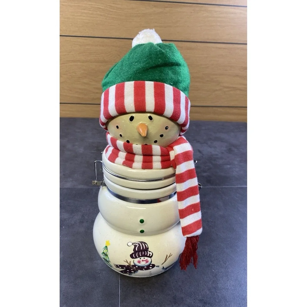 Houston Harvest Inc. Christmas Snowman Cookie/Coffee Ceramic Canister